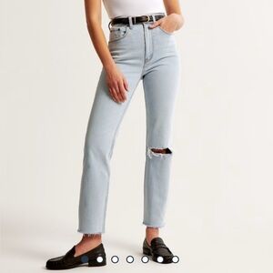 NWOT Abercrombie & Fitch Light Blue Ankle Straight Leg High Rise Jeans